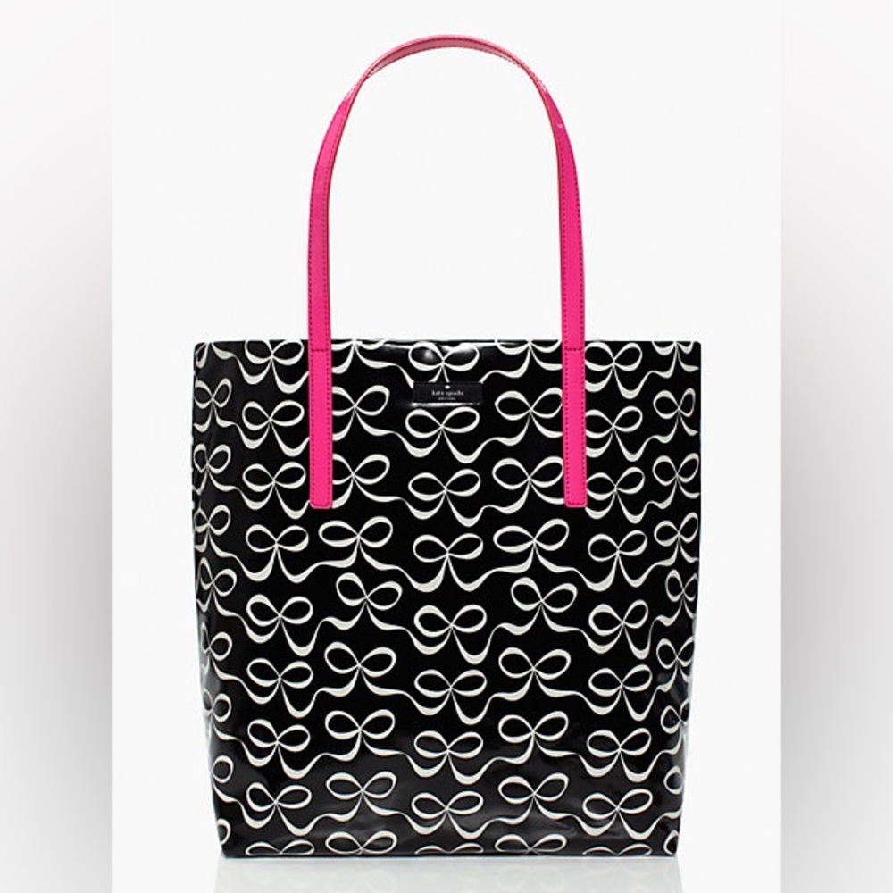 x sold x Kate Spade shopper tote with bows/ pink straps